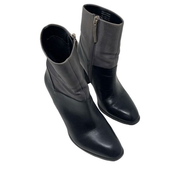 Aldo Womens Colorblock Leather Block Heel Catheryn Ankle Boots Black & Gray Sz 8 - Picture 2 of 9